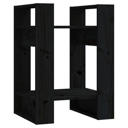 vidaXL Bokhylla/Rumsavdelare svart 41x35x57 cm massiv furu Svart