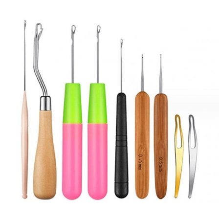 9 stykker hæklenål dreadlocks hår låsning værktøj til fletning til mikro hår extensions