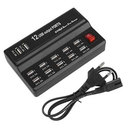 EU Type 12 Ports USB Hub Opladerstation, 5V 10A Strømforsyning til Hjemmet og Rejser