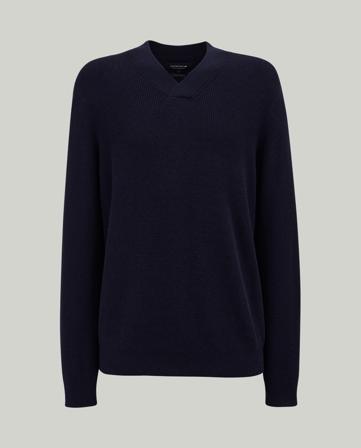 Lexington Stefan Overlapping V-Neck Sweater, Dark Blue