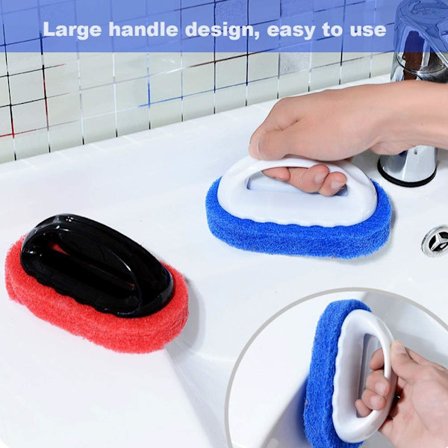 4-pack Rengöringssvampar med Handtag Slipande Pads Rengöringsborste