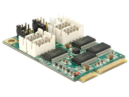 Delock MiniPCIe I/O PCIe full size 4 x Serial RS-232 with Voltage Supply - seriell adapter - PCIe 2.0 Mini Card - RS-232 x 4