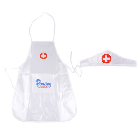 Børne Læge Sygeplejerske Cosplay Kostume Forklæde med Hovedbeklædning Hat Halloween Uniformer