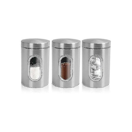 3-delt sett med kjøkkenkrukker i sølv