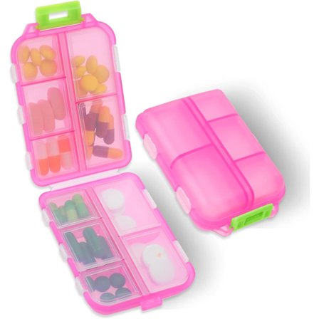 2-pack (Rosa) Rese Pillerfodral Portabel Liten 10 Fack Piller