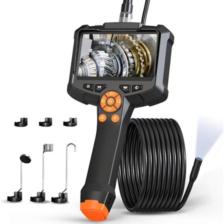 Endoskop Inspektionskamera, 4,3'' IPS Skærm 1080P HD Digitalt Boroskop Inspektionskamera, 5 meter Semi-Rigid Kabel