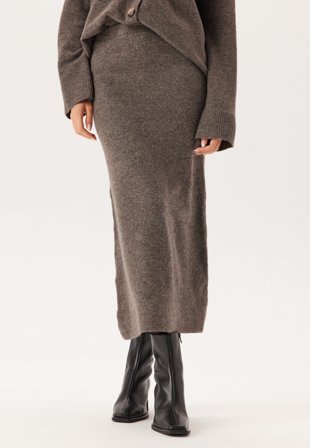 Pieces Pcnuna Mw Ankel Slit Knit Skir Morel Detail:MELANGE Vaatteet