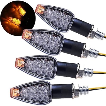 Gjennomsiktig 4 stk motorsykkelindikatorer 14LED blinklys 12V vanntett rullende indikatorblinklys Universal for motorsykkel Scooter Quad Cruiser