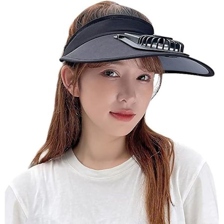 Solskygge Hat med Ventilator Bred Skygge Strand Cap Køling Sol UV Beskyttelse Hat Tom Top Sol Hat Sommer Topless Solhat med Justerbar Elastisk Spænde 