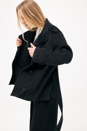 NA-KD kurzer Mantel aus Wollmischung mit hohem Kragen - Winterjacken - Grau - EU 40