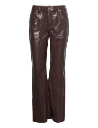 Vmkithy Hr Loose Str Glossy Pl Pant Trousers Leather Leggings/Bukser Brun Vero Moda