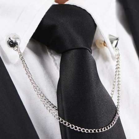 Chaîne de col de chemise en métal argenté à clous pour hommes - Épingles de cols de chemises