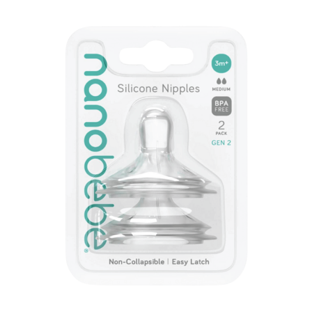 Nanobébé Tåtesmokker Silikon Gen 2 Medium Flow, 2 stk.