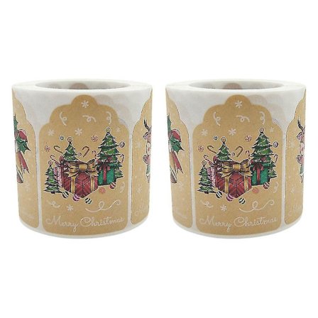 2 ruller gaveetiketter gaver julegaveetiket julegavedekal julegodteridekal rund stempel