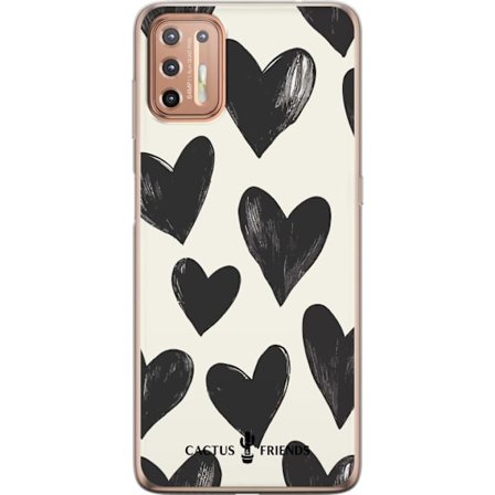 Kompatibelt Mobildeksel til Motorola Motorola Moto G9 Plus Cactus and Friends - Bold Black Love Pattern