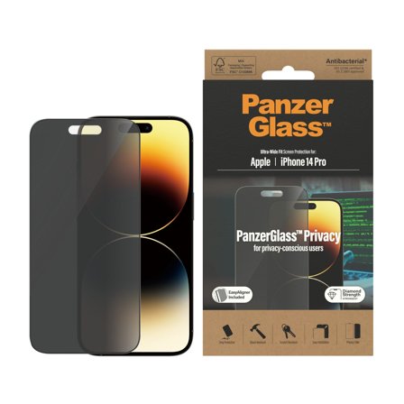 Panzer Privacy iPhone 14 Pro | Ultra-Wide Fit w. EasyAligner Screen Protector PanzerGlass - High quality tempered glass screen protector
