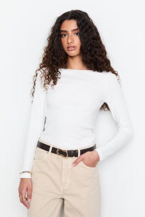 Petronella Rib Boatneck off-white XL