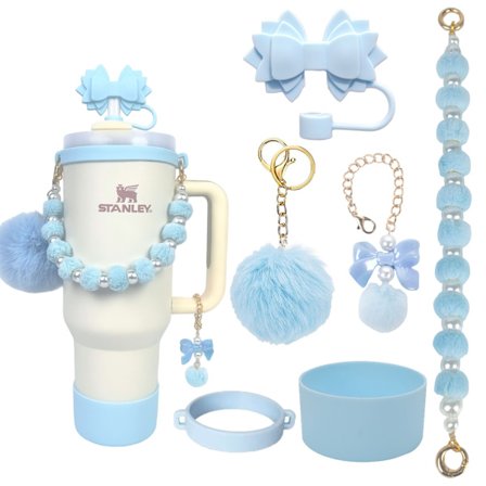 Stanley Cup -tarvikesarja helmiketjulla, kukkamuotoisella pillillä ja tupsulla