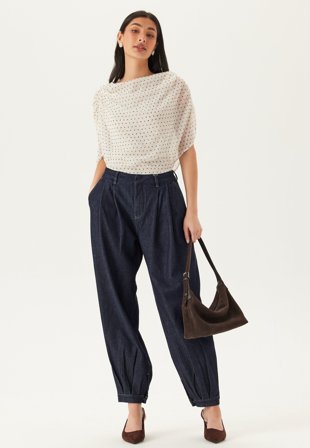 VILA - Vicuba Denim Balloon Pants /LN - Dark Blue Denim