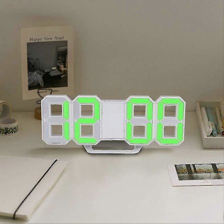 3D LED Digital Väggklocka, Väckarklocka för Sovrumsskrivbord, Digital Väggklocka, 21,5 x 8,8 cm