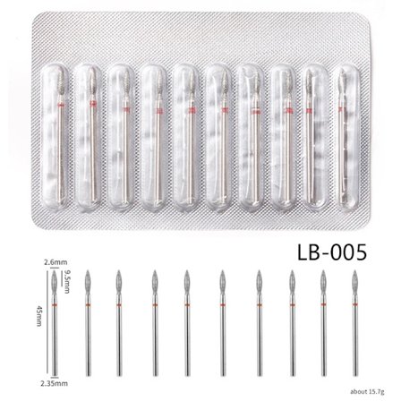 10 st/set Diamant Nagelborr Elektrisk Manikyr Borr Fräsar Kit Pedikyr Filar Gel Polish Verktyg Nagel Tillbehör