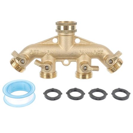 Vandhanekobling Havehane Manifold 4-vejs Vandingsystem Deler 4-vejs Slangekobling 4-vejs Messingmanifold