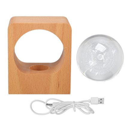 Kristallipallo yövalo pyökkihyllyllä kuvioitu kirjain Vintage-koriste lasipallo yölamppu kotiin aurinkokunta