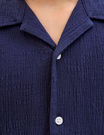 Jack & Jones Jorluke Crinkle Shirt Ss Jnr - Navy - 176