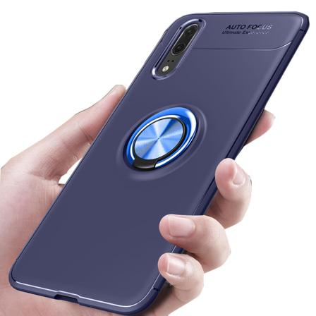 Huawei P20 Pro - Elegant Hybridskal Med Ringhållare Blå/blå