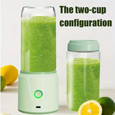 2 kpl mehulinkoa 2 kupilla, kannettava USB-ladattava minisekoitin ja mehulinko, tuore mehulinkokuppi hedelmille, vihanneksille ja smoothie-sekoitin, 