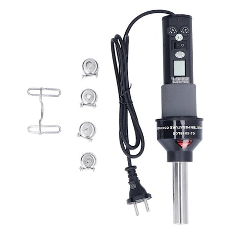 6 stk. Varmluftpistol LCD Digital Skjerm Justerbart Bærbart Varmeverktøysett for Lodding EU-plugg 220V