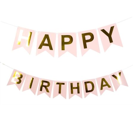 Girlang "Happy Birthday" Rosa/Guld