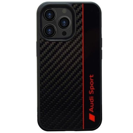 Audi telefontaske til iPhone 13/13 Pro Carbon Fiber Stripe - Sort