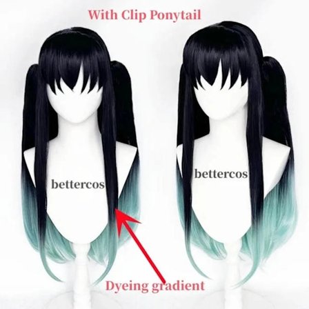 4 tyyppiä Anime Tokitou Muichirou Cosplay Peruukki Kisatsutai Tokitou Muichirou Peruukki Musta Liukuväri Vihreä (YJD)