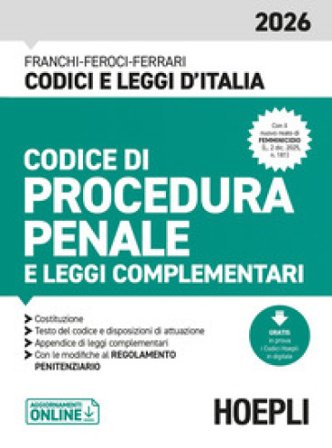 Codice di procedura penale e leggi complementari 2026. Nuova ediz. Luigi Franchi