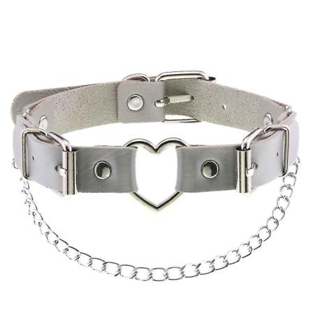 Goth Black Heart Choker Punk Halsband Krage För Tjej Cool Chocker Neck Cosplay Smycken Egirl Gothic Accessoarer silver color