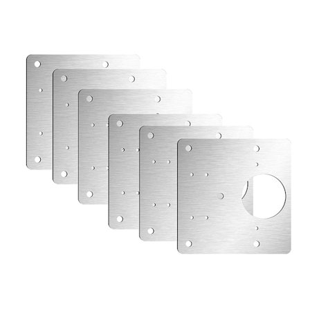 INF Korjauslevy saranalle, ruostumaton teräs, 12 reikää, 6-pakkaus