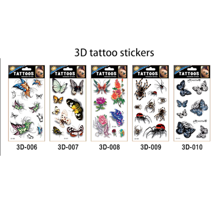Sexy 3D midlertidige tatoveringsklistremerker - Edderkopp- og sommerfugldesign for kragebein, ankel og mer, vanntette kroppskunstdekaler