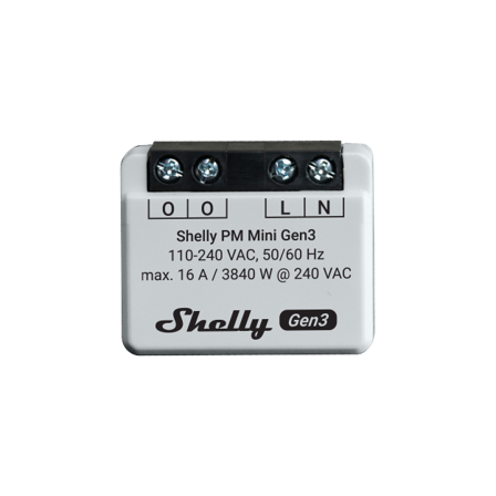 Shelly Relais "PM Mini Gen. 3" WLAN BT Unterputz