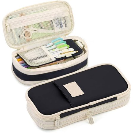 Penneetuier til Skolebrug, Sort Penalhus til Drenge, Penalhus til Piger, Udvidbart Penalhus, Med Rum, Stort Penalhus, Sort, Lilla