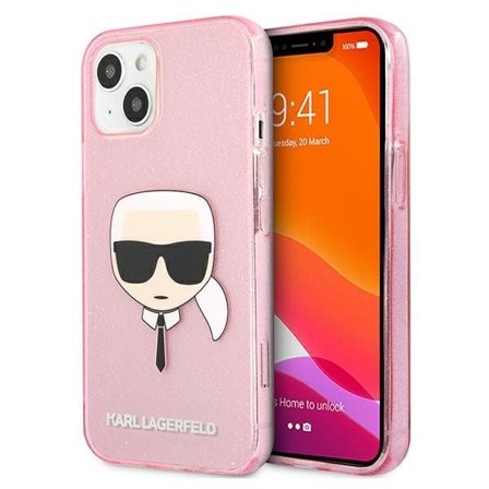 Karl Lagerfeld Glitter Karl's Head-etui til iPhone 13 mini - Rosa