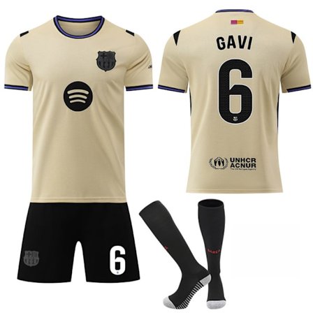 25-26 FC Barcelona Udebane NO.6 GAVI Trøjer Børn Voksen Fodboldudstyr Med Sokker