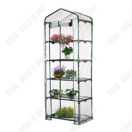 Trädgårdsgrotta - TD - 69x49x187 cm - 5 hyllor - PVC - Dragkedjedörr