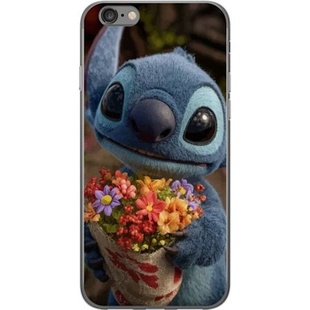 Kompatibel Mobilcover til Apple Apple iPhone 6 Sød blå figur med store øjne, der holder en farverig buket i en varm og kær stil