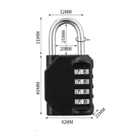 Hængelås kode 4 cifre, hængelås A kode til garderobeopbevaringskabine