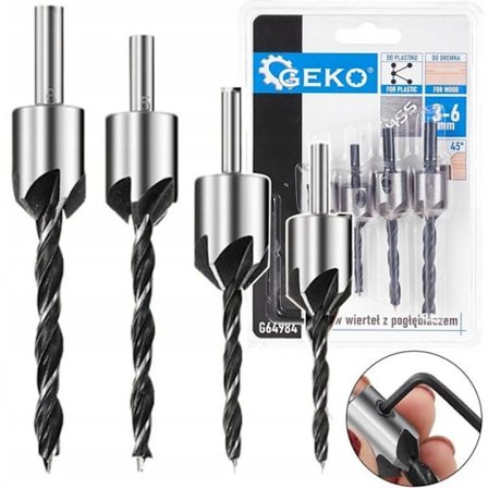 Borr - meche Geko Borrset med fräser, 5 delar (25/100)