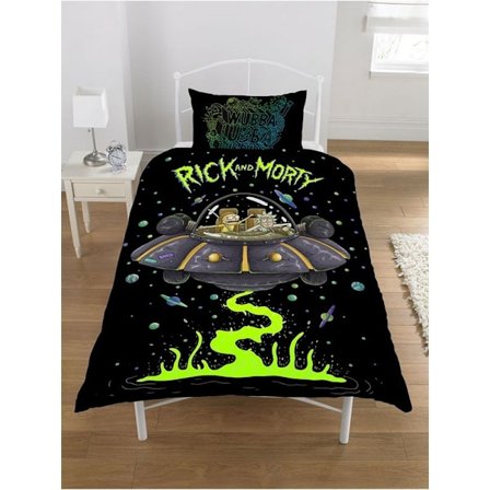 Rick And Morty Påslakan Set Enkelsäng Svart