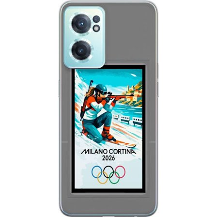 Kompatibelt Mobildeksel til OnePlus Nord CE 2 5G Retroplakat Cortina Milano 2026 med fjell, vintersportsutøvere, italienske trikolor, Milano-katedrale