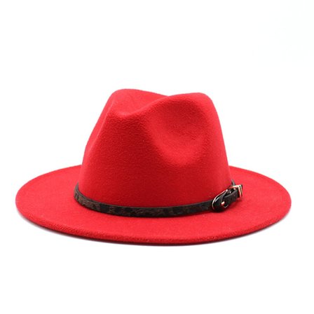 Unisex bredbremmet Fedora-hatt Filt Panama-hatt med beltespenne Gave til bursdag Valentinsdag