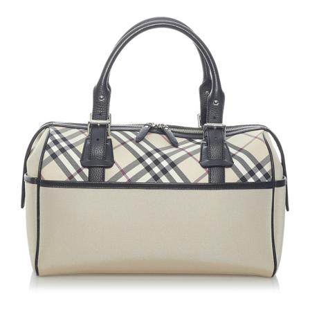 Burberry Vintage, Pre-owned Supernova Check Boston Bag Bruin, Dames, Maat:ONE Size